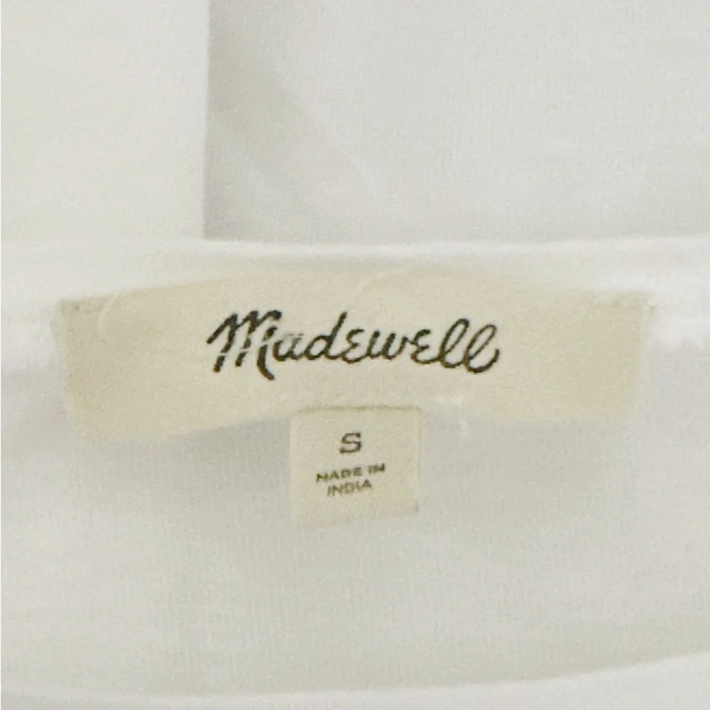 Madewell White Mixed Media Puff Sleeve Top Size Small Cotton Blouse